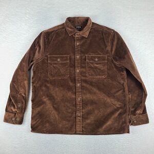 EXPRESS Corduroy Shirt Mens Large Brown Heavy Cotton Shacket Overshirt Button Up
